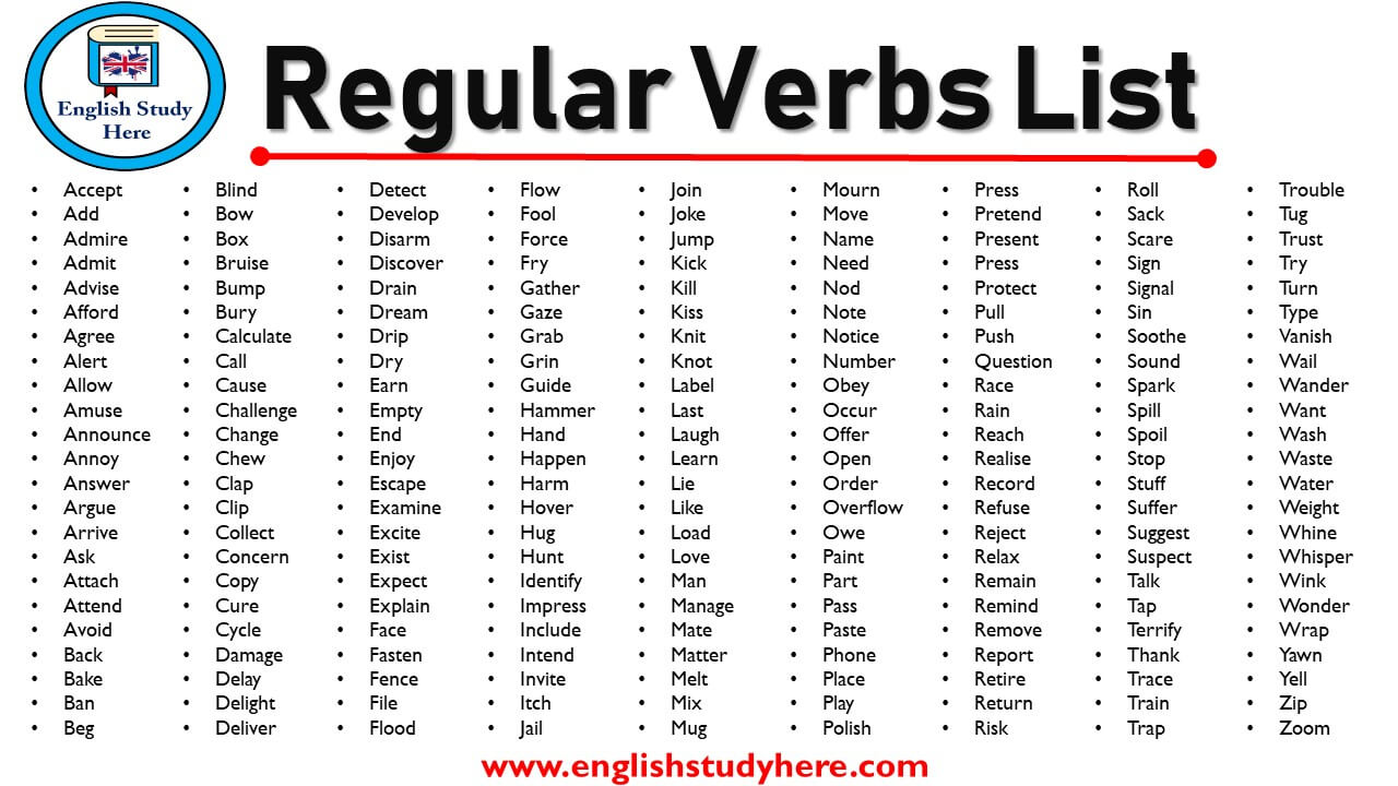 regular verbs english pdf